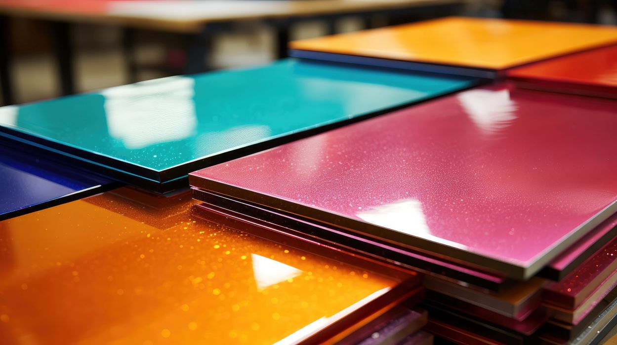 Sample cards powder coated in various colors